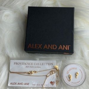 Seahorse gold necklace and earrings gift set
